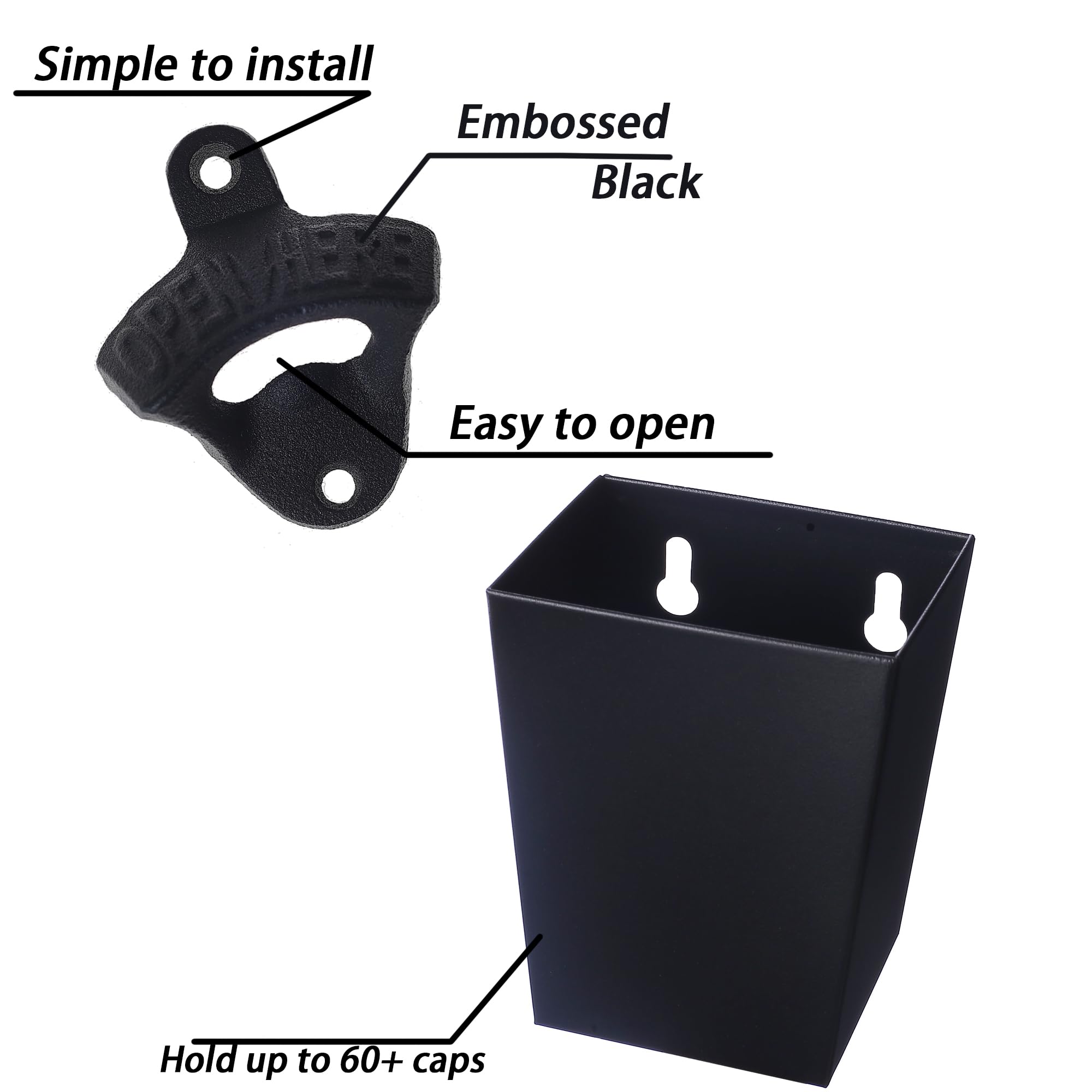 Amazon.co.jp: サテンブラック 鋳鉄栓抜き 壁取り付け ブラック